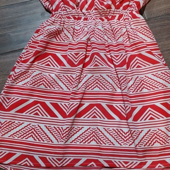 Peaches & Cream S red white Aztec dress - Picture 2 of 5